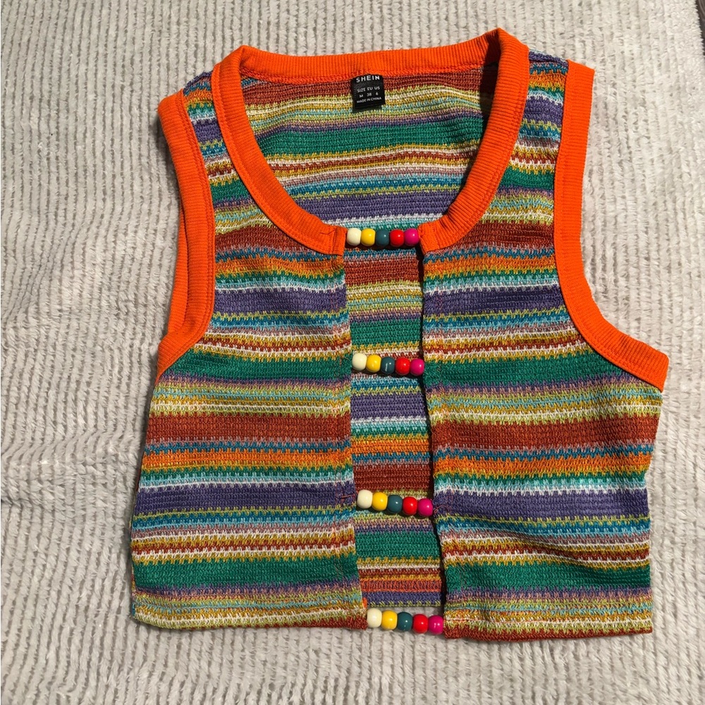 Colorful Striped Knit Vest